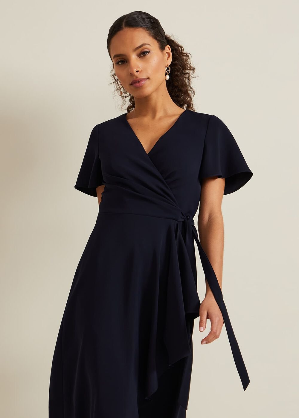 Petite Julissa Wrap Dress Navy