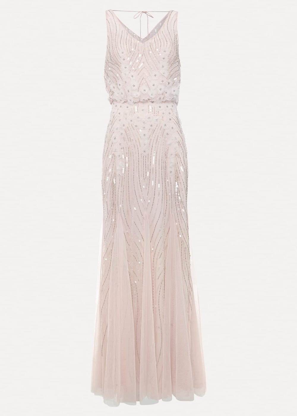Lexi Ditsy Beaded Cowl Maxi Dress Pale Pink
