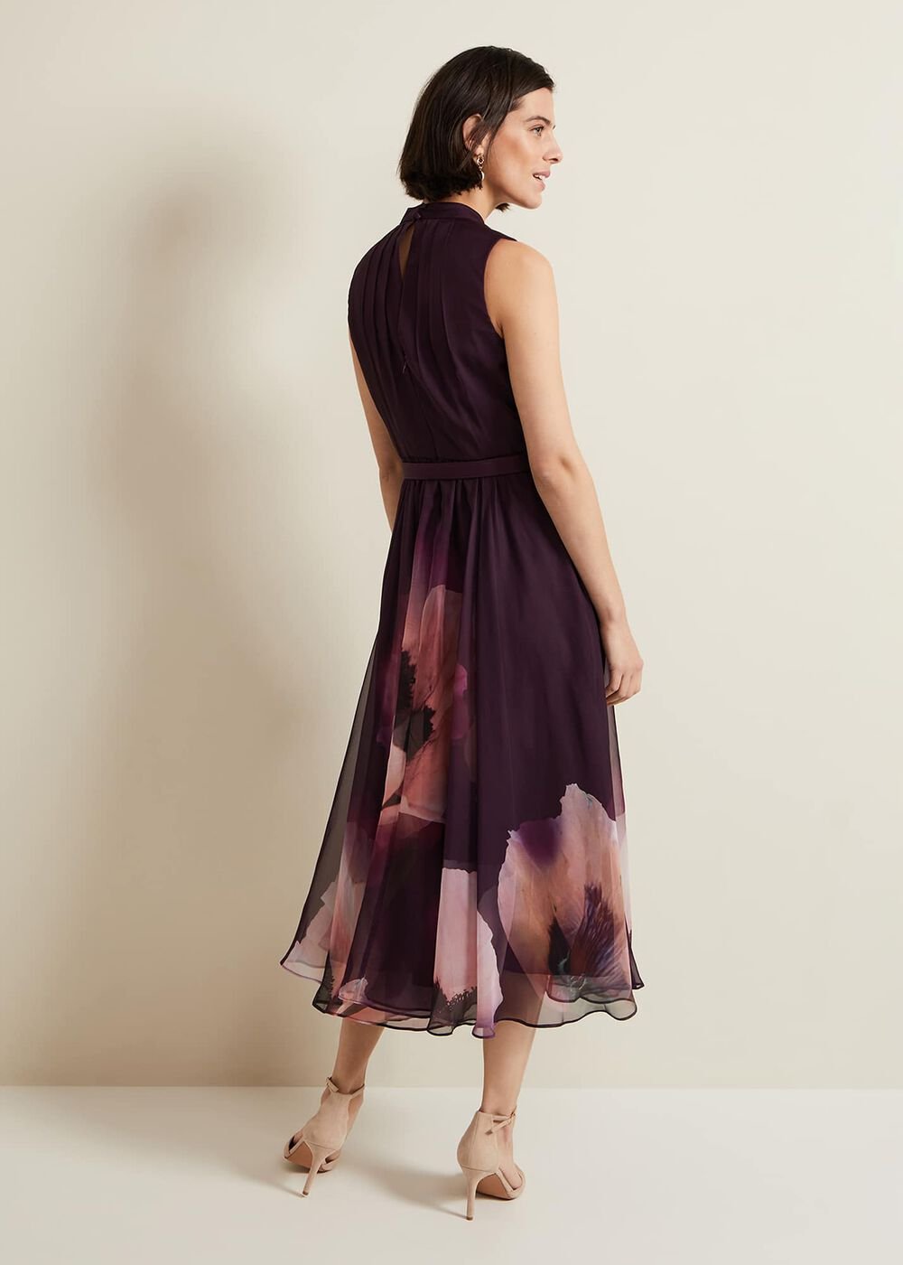 Bethany Placement Print Midi Dress Multi-Coloured