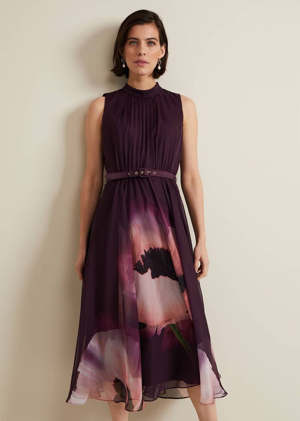 Bethany Placement Print Midi Dress Multi-Coloured