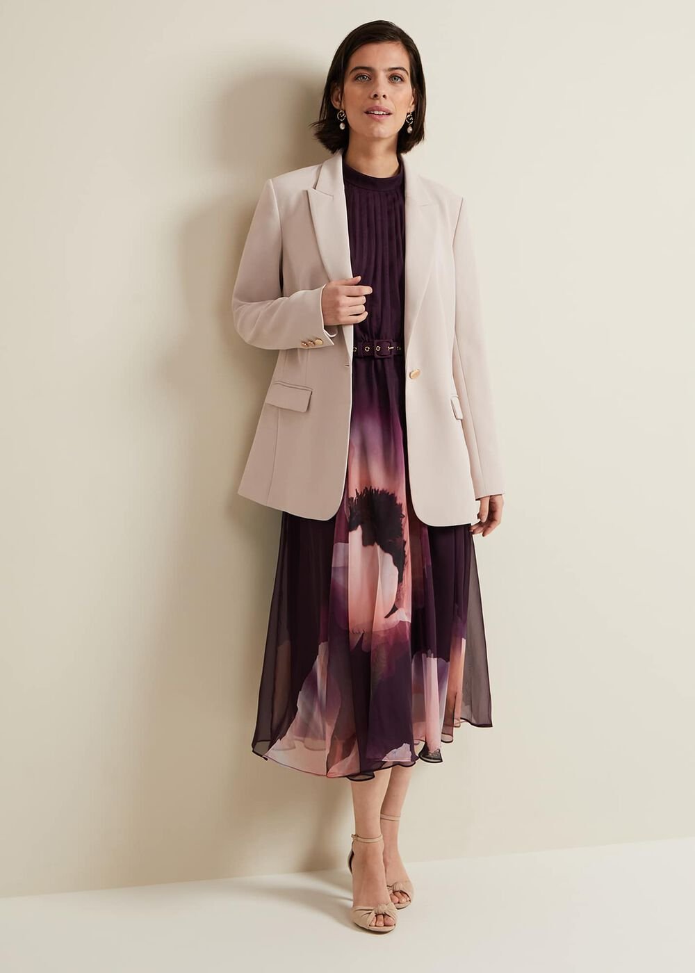 Bethany Placement Print Midi Dress Multi-Coloured