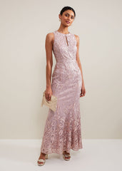 Jaclyn Embroidered Maxi Dress Pale Pink
