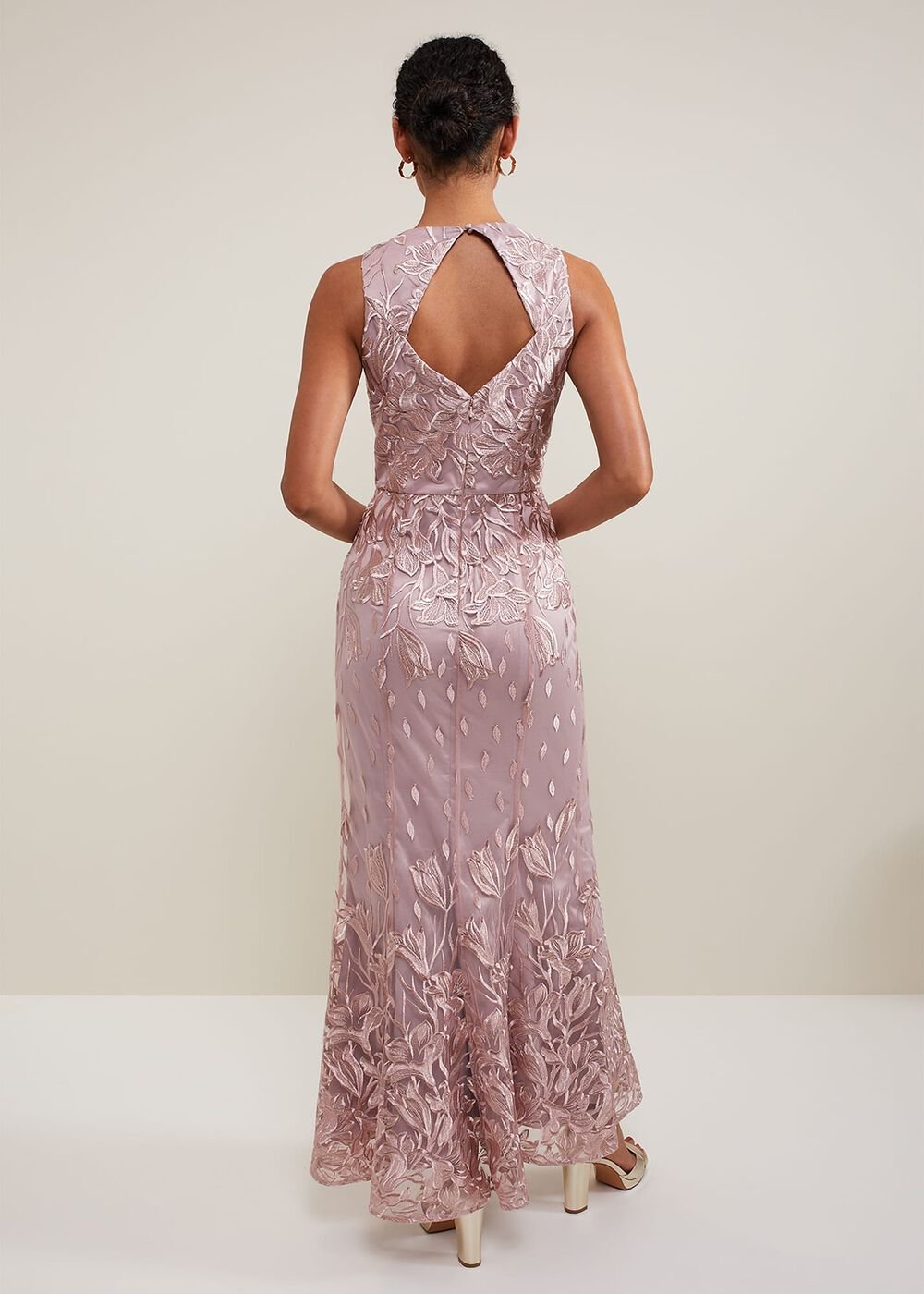 Jaclyn Embroidered Maxi Dress Pale Pink