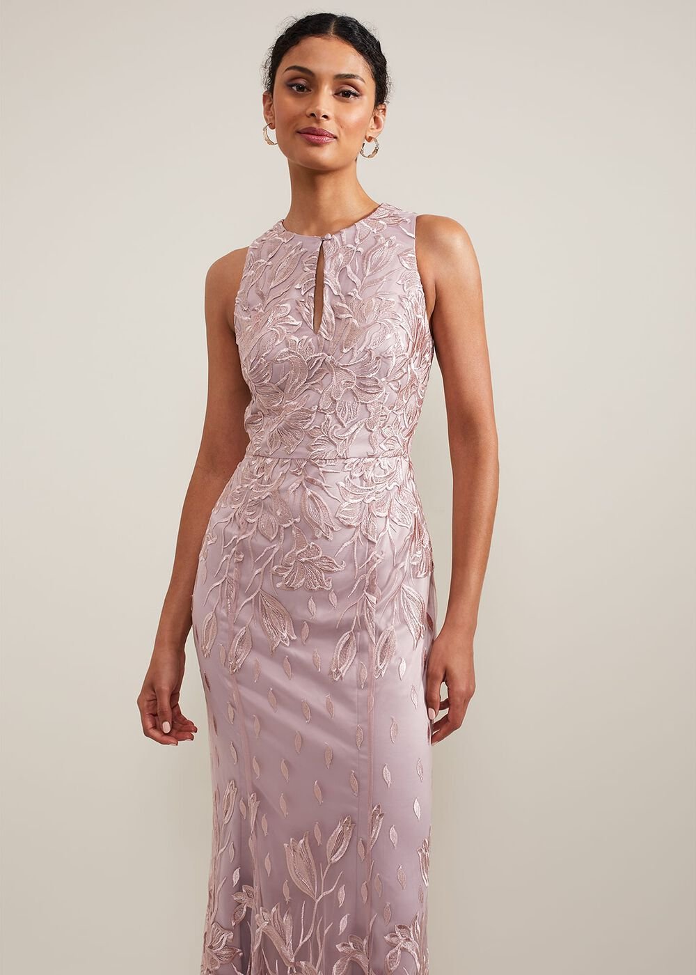 Jaclyn Embroidered Maxi Dress Pale Pink