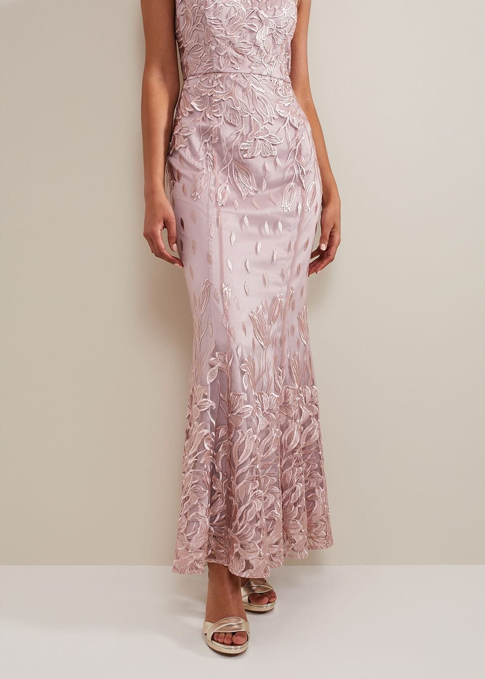 Jaclyn Embroidered Maxi Dress Pale Pink