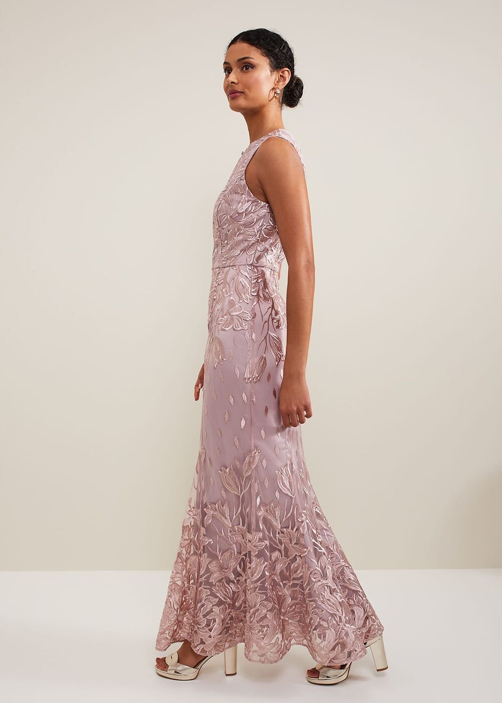 Jaclyn Embroidered Maxi Dress Pale Pink