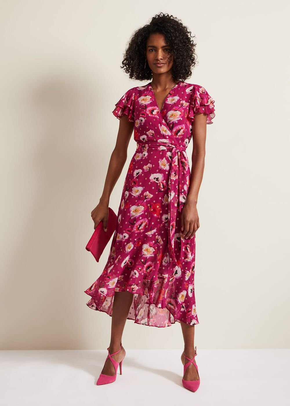 Nadine Ruffle Print Dress Multi-Coloured