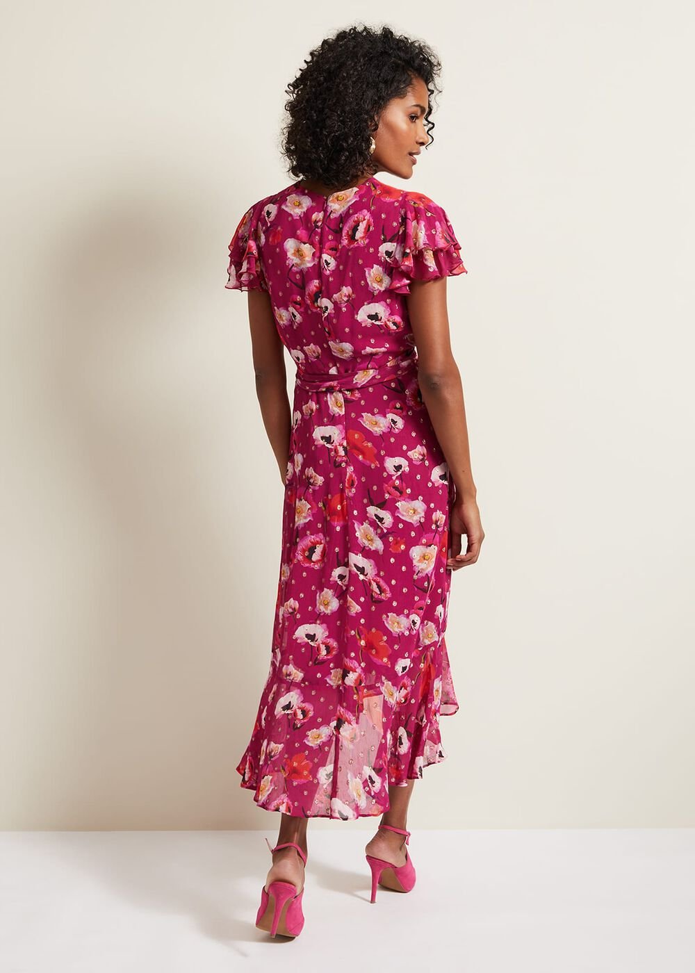 Nadine Ruffle Print Dress Multi-Coloured