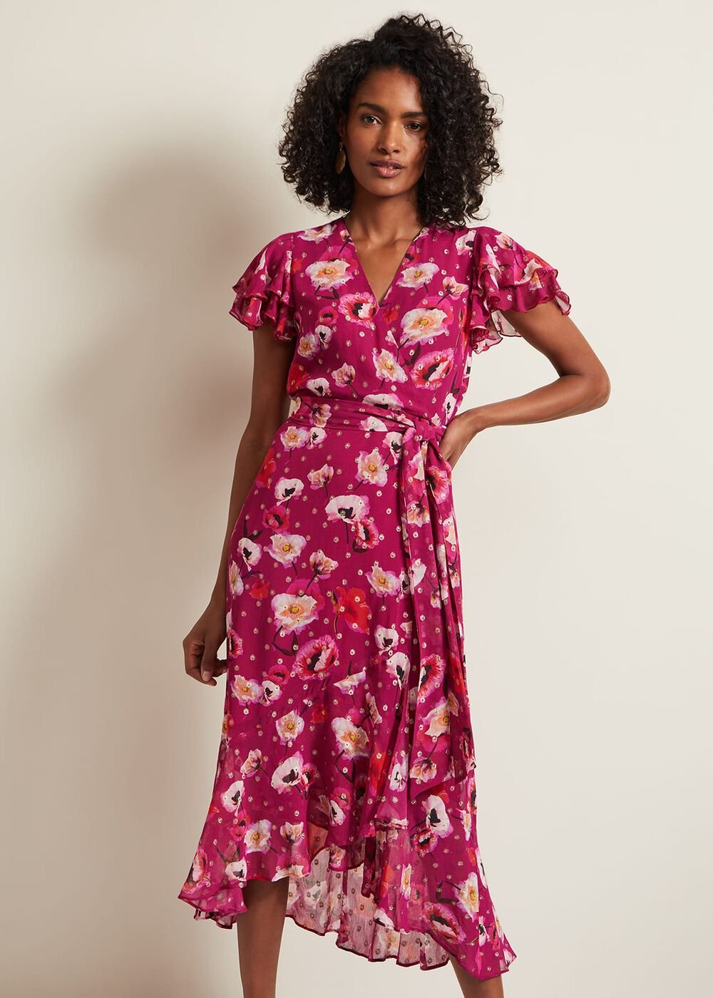 Nadine Ruffle Print Dress Multi-Coloured