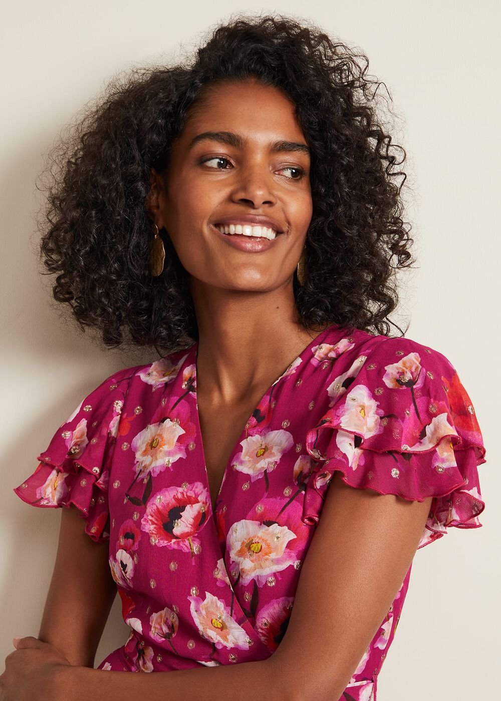 Nadine Ruffle Print Dress Multi-Coloured