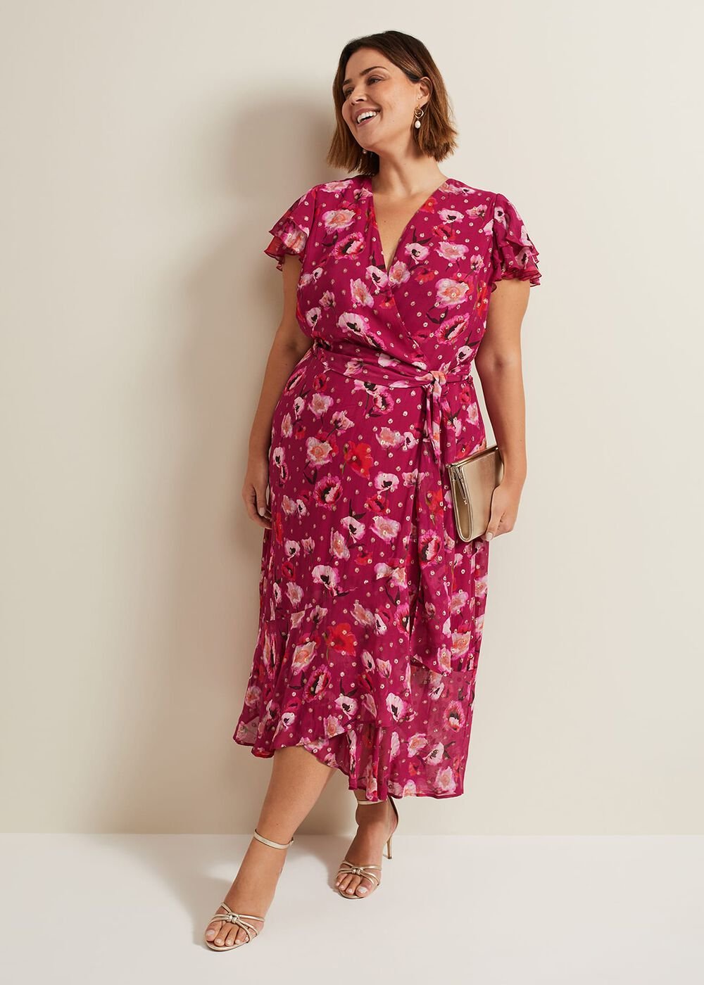 Nadine Ruffle Print Dress Multi-Coloured