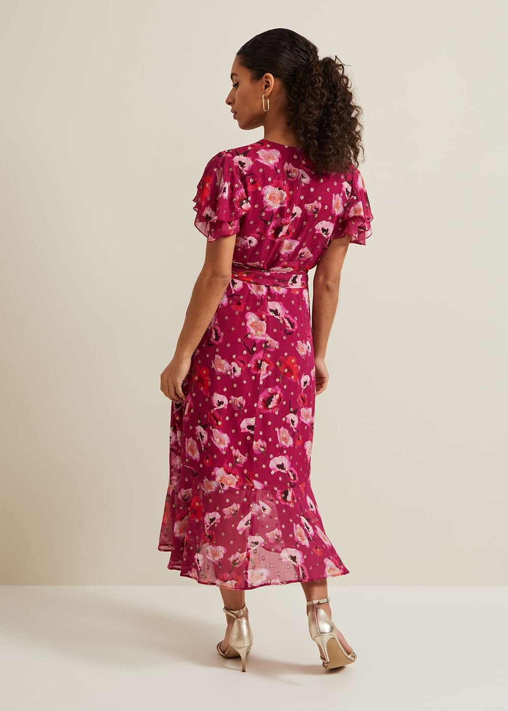 Petite Nadine Ruffle Print Dress Multi-Coloured
