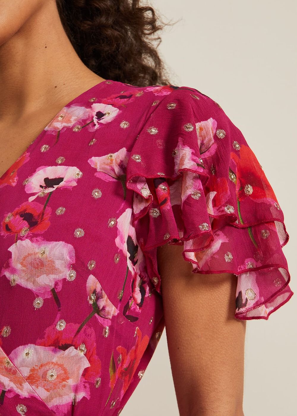 Petite Nadine Ruffle Print Dress Multi-Coloured