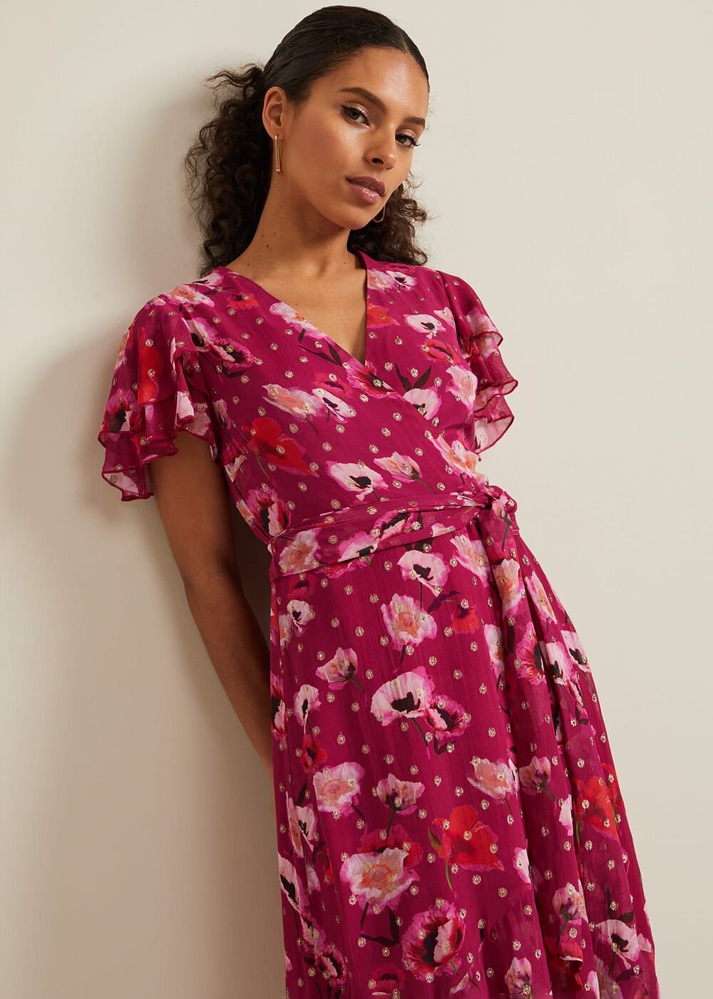 Petite Nadine Ruffle Print Dress Multi-Coloured