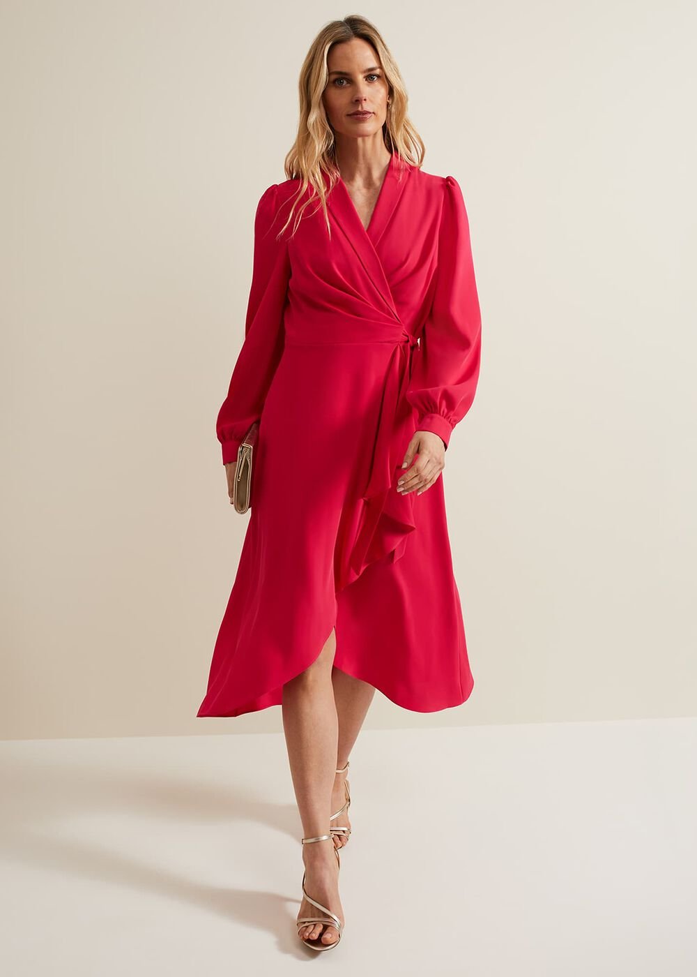 Philippa Long Sleeve Midi Dress Pink