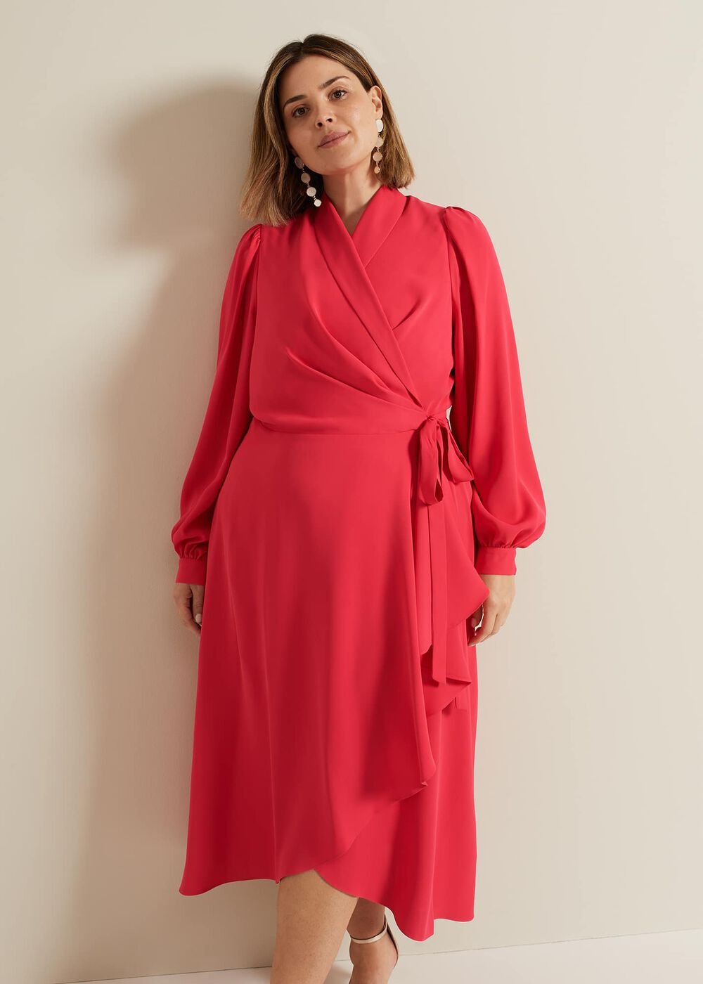 Philippa Long Sleeve Midi Dress Pink