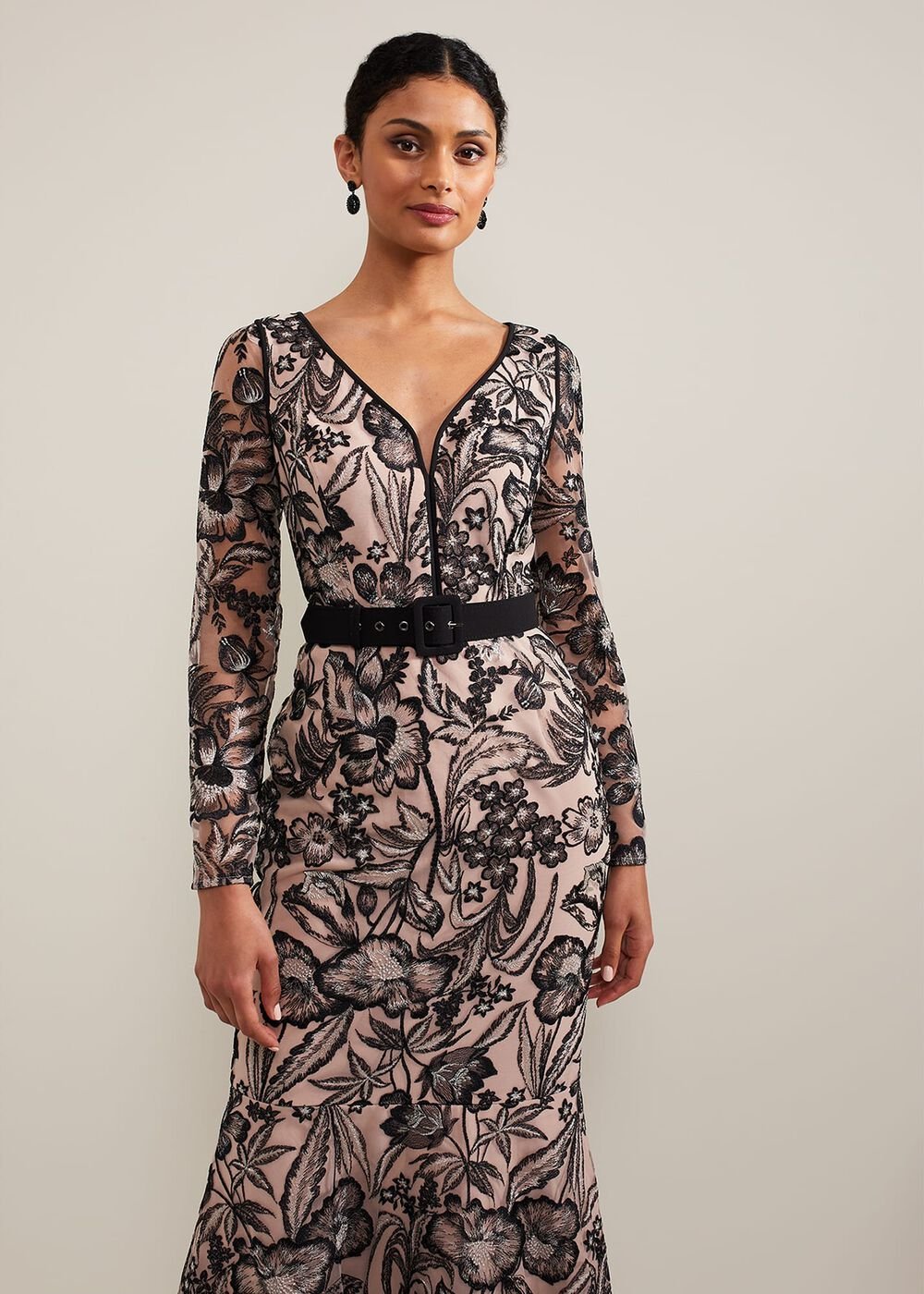 Nola V-Neck Embroidered Maxi Dress Multi-Coloured