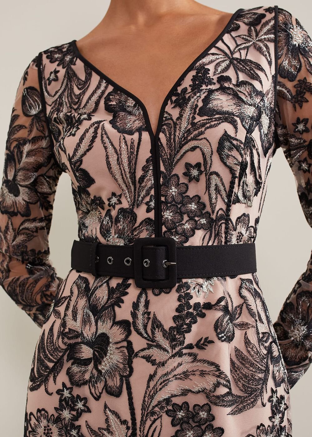 Nola V-Neck Embroidered Maxi Dress Multi-Coloured