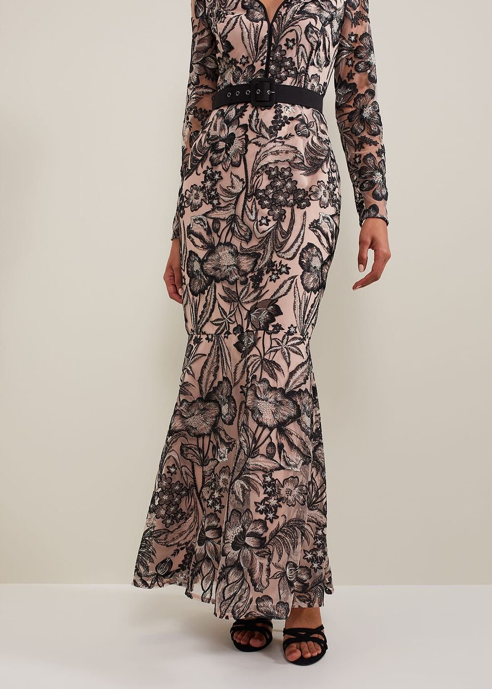 Nola V-Neck Embroidered Maxi Dress Multi-Coloured