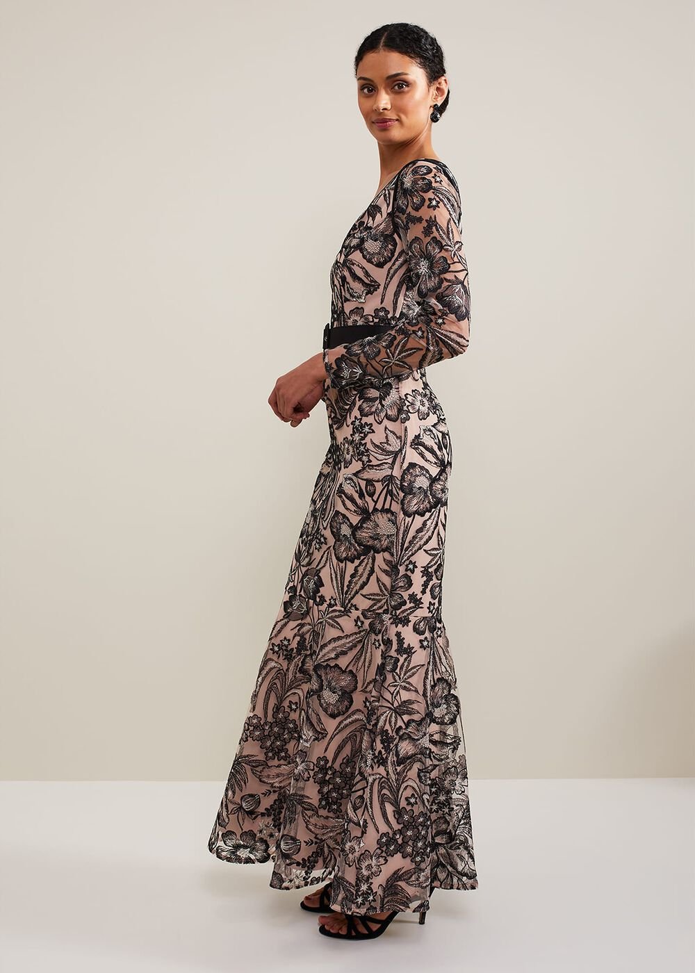 Nola V-Neck Embroidered Maxi Dress Multi-Coloured