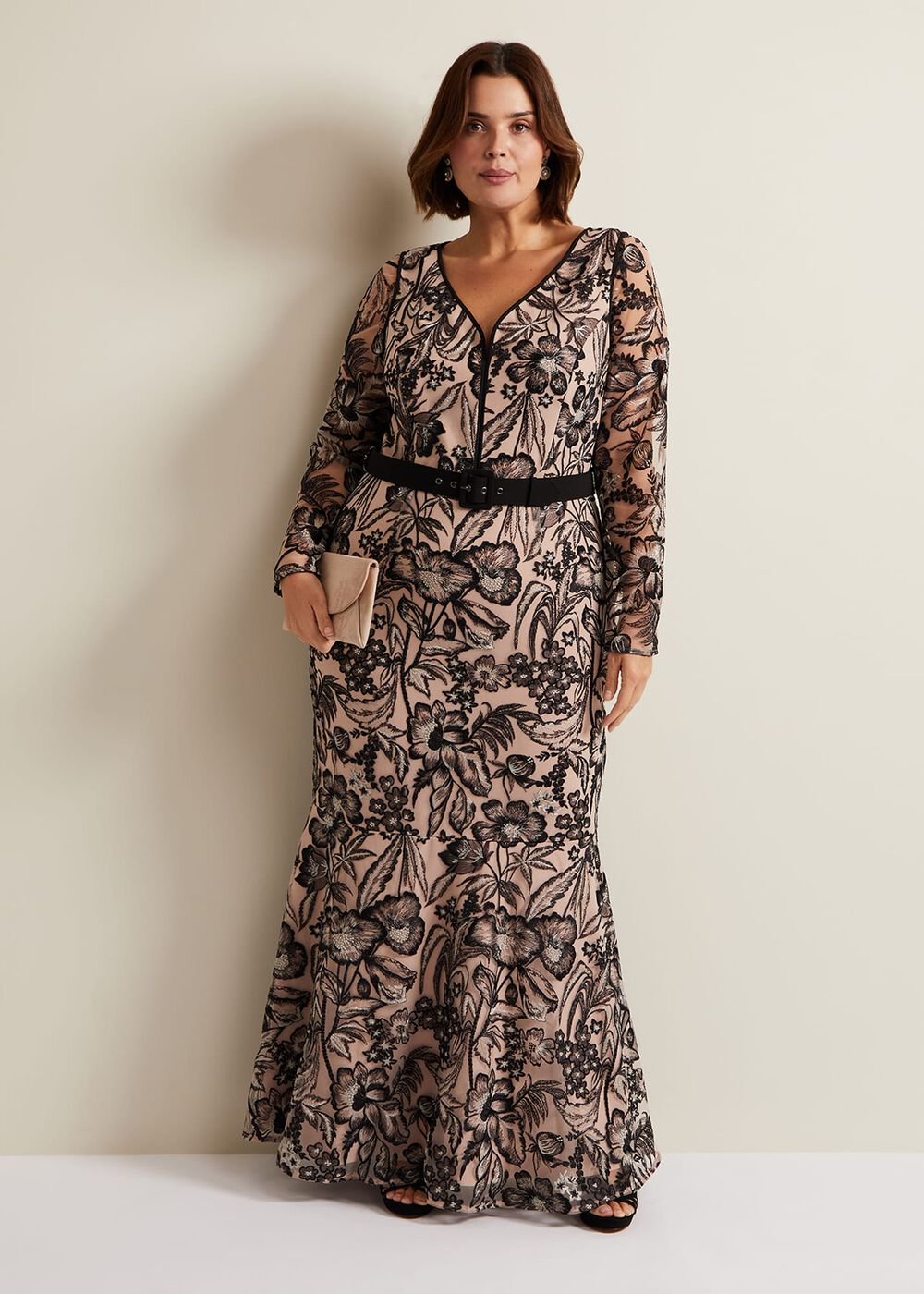 Nola V-Neck Embroidered Maxi Dress Multi-Coloured