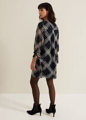 Cora Check Navy Tunic Dress Navy