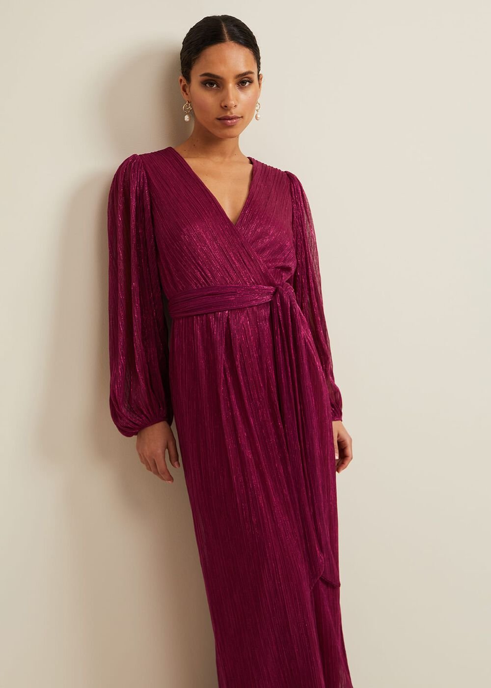 Petite Brielle Wrap Maxi Dress Pink