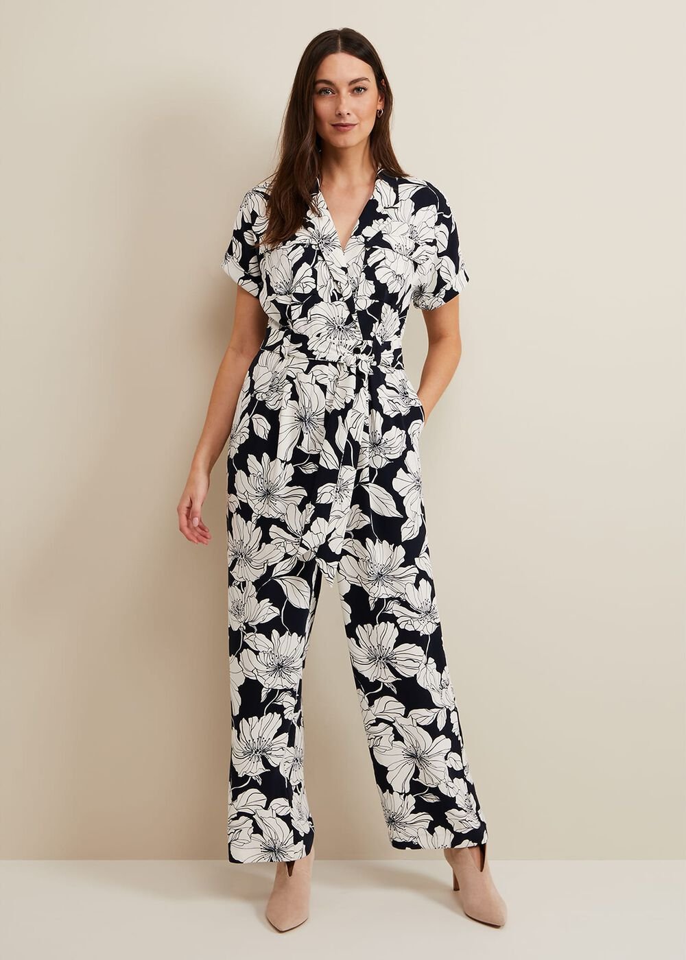 Constance Floral Jumpsuit Navy/Ivory