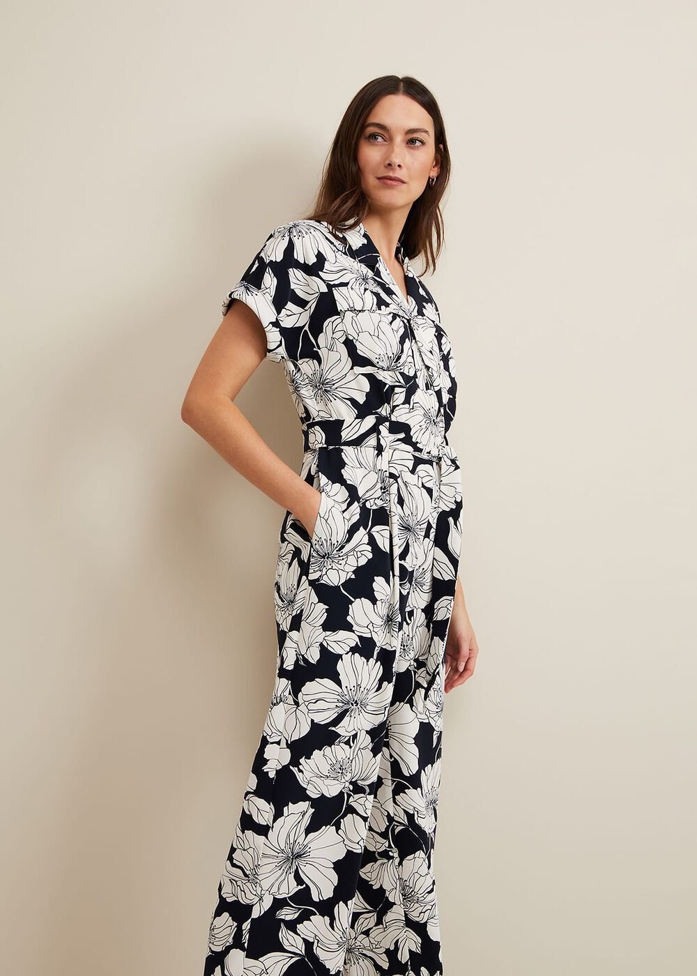 Constance Floral Jumpsuit Navy/Ivory