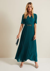 Yasmina Pleated Maxi Dress Green