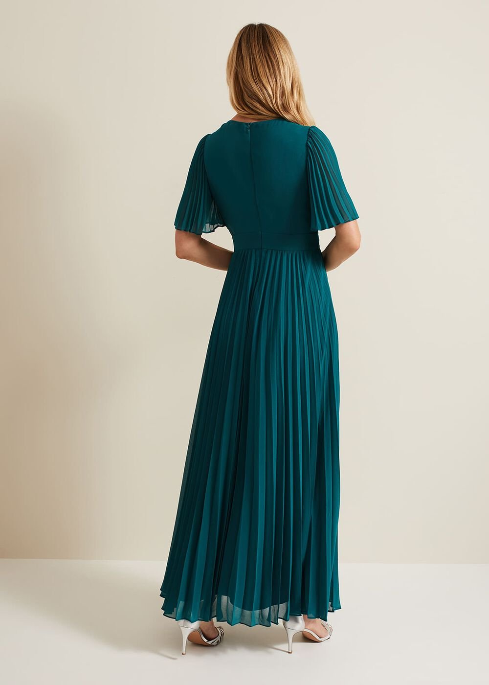 Yasmina Pleated Maxi Dress Green