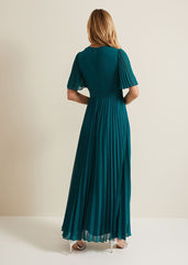 Yasmina Pleated Maxi Dress Green
