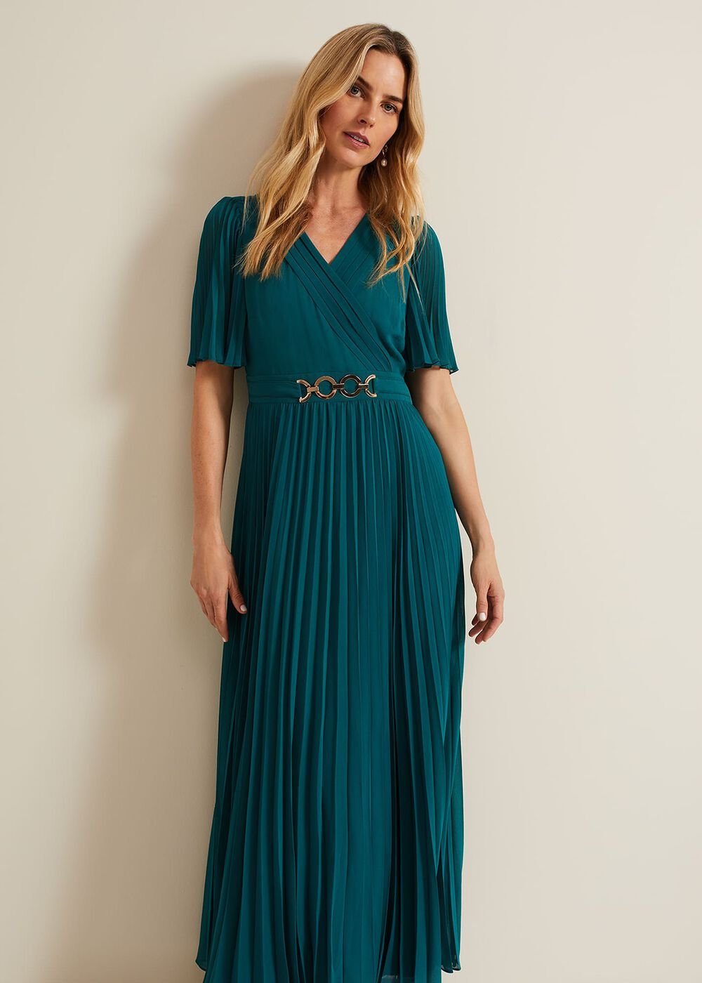 Yasmina Pleated Maxi Dress Green