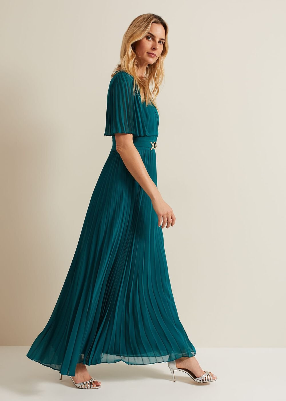 Yasmina Pleated Maxi Dress Green