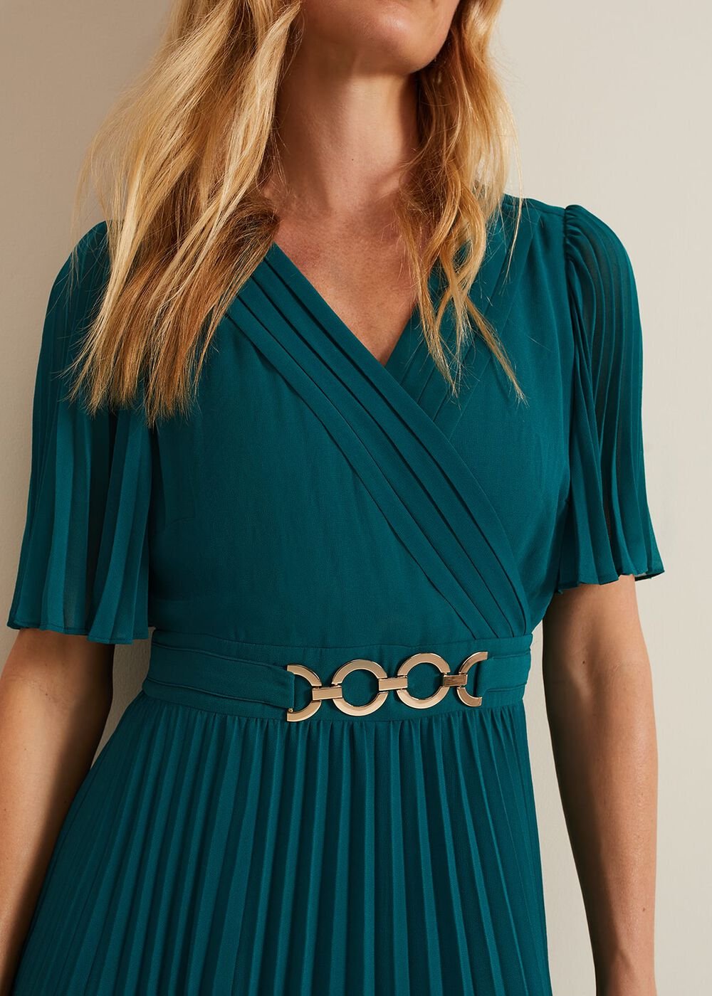 Yasmina Pleated Maxi Dress Green