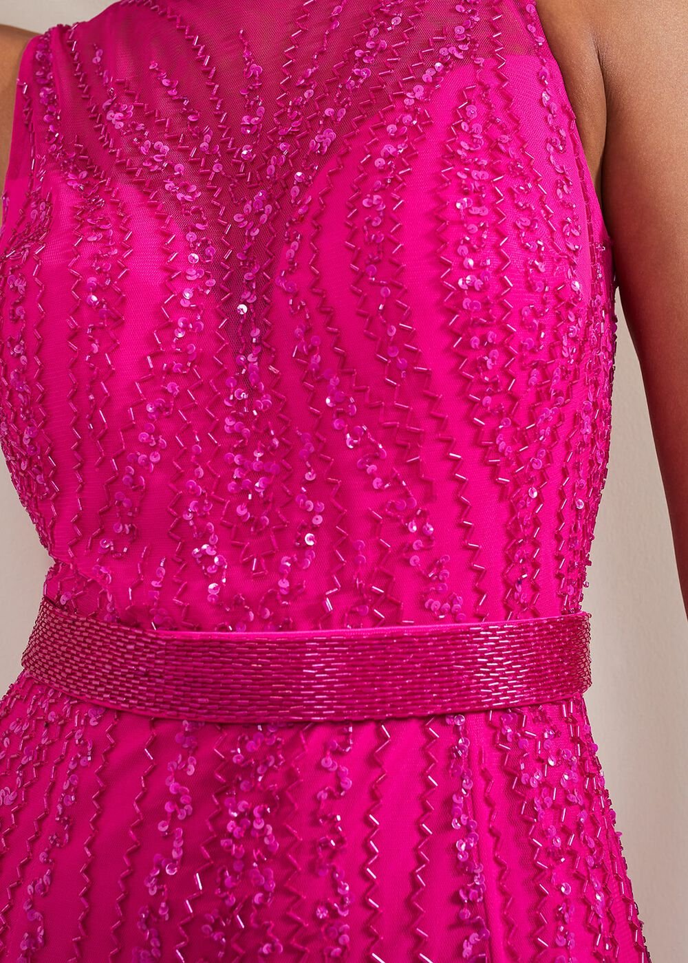 Rowena Beaded Maxi Dress Fuchsia