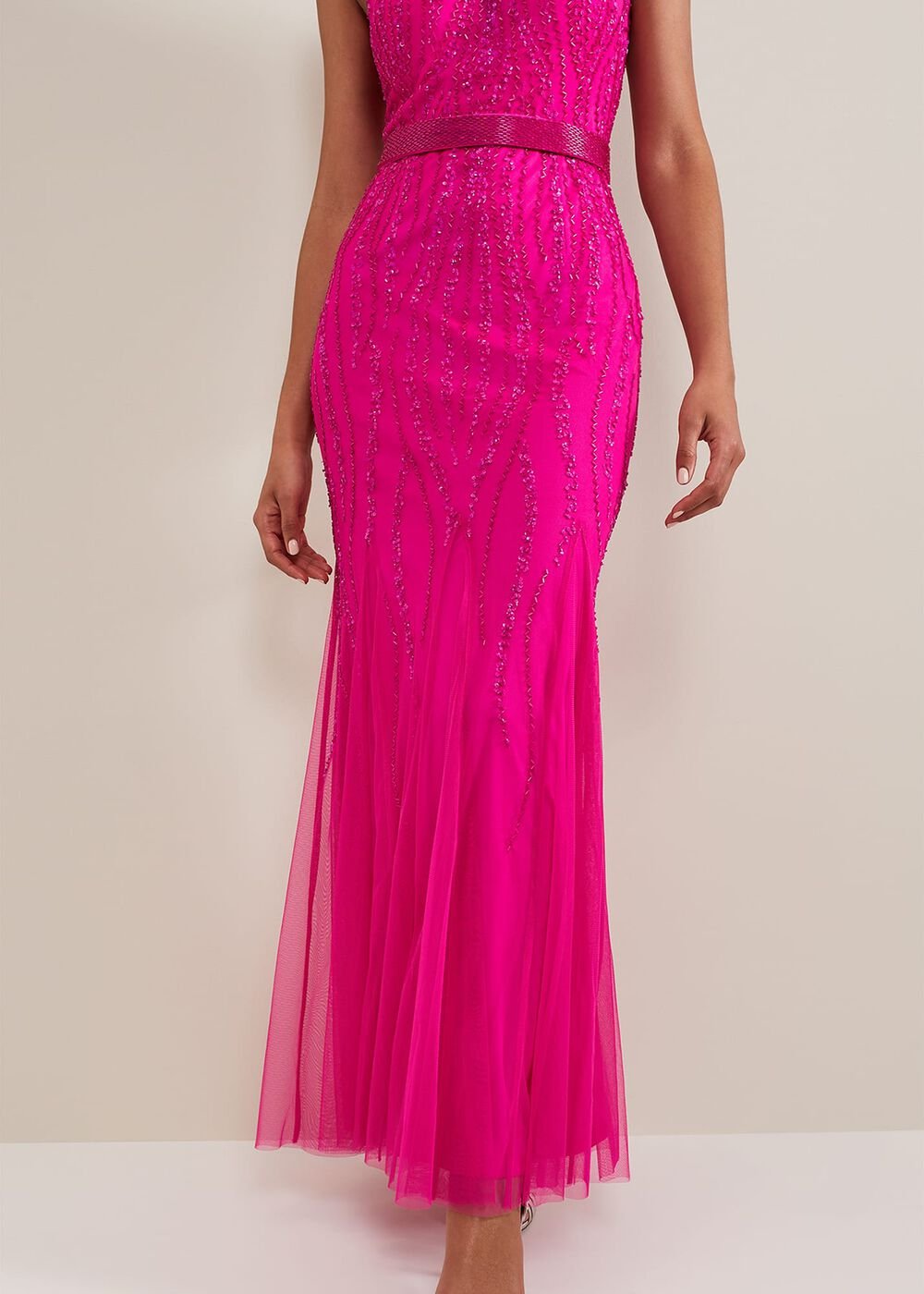 Rowena Beaded Maxi Dress Fuchsia