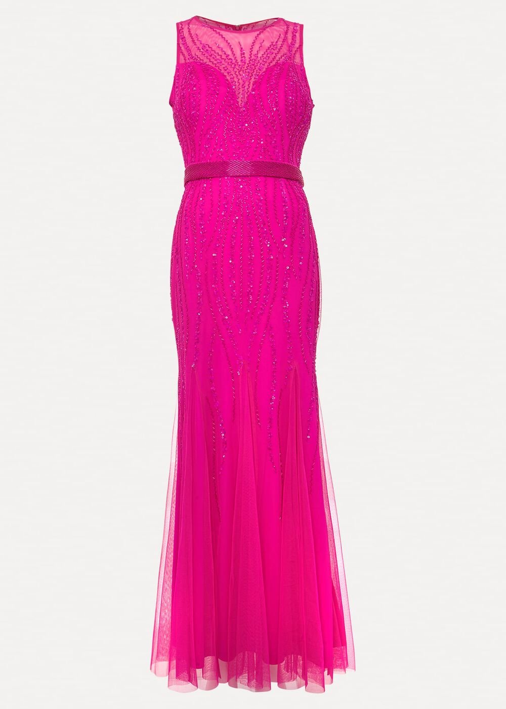 Rowena Beaded Maxi Dress Fuchsia