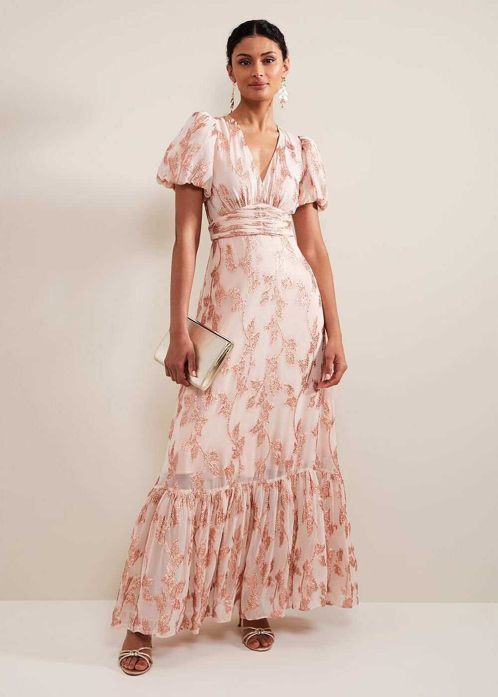 Genette Jacquard Maxi Dress Pale Pink
