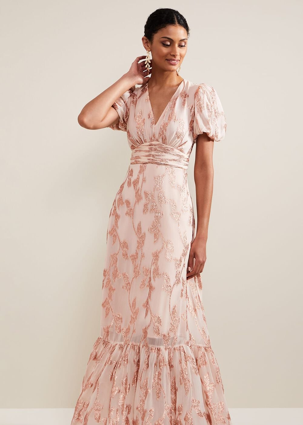 Genette Jacquard Maxi Dress Pale Pink