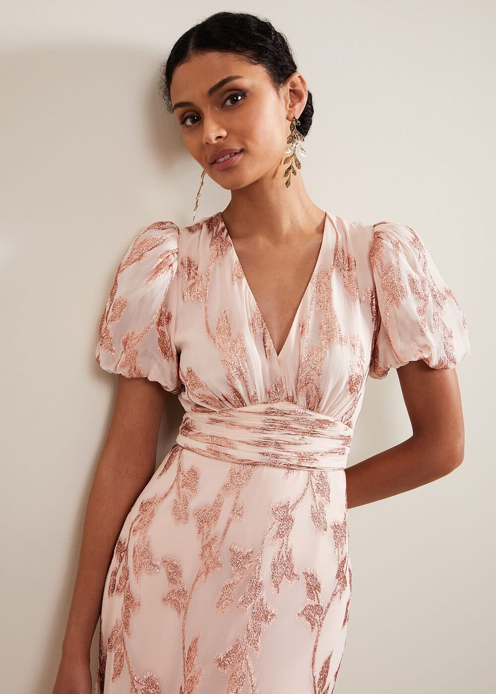 Genette Jacquard Maxi Dress Pale Pink