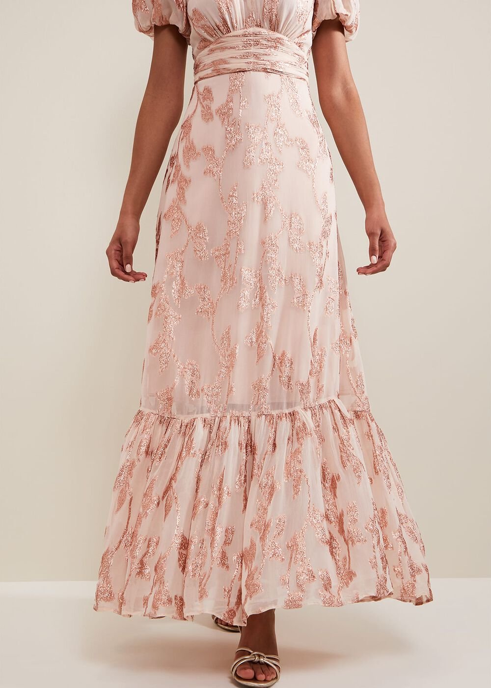 Genette Jacquard Maxi Dress Pale Pink