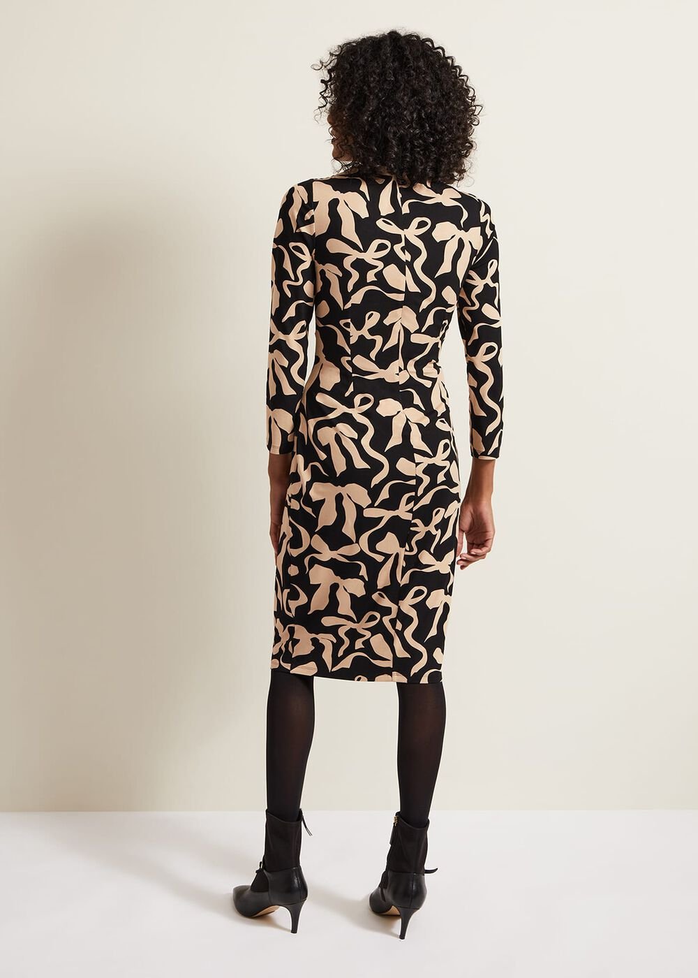 Brooke Jersey Bow Bodycon Midi Dress Black/Nude