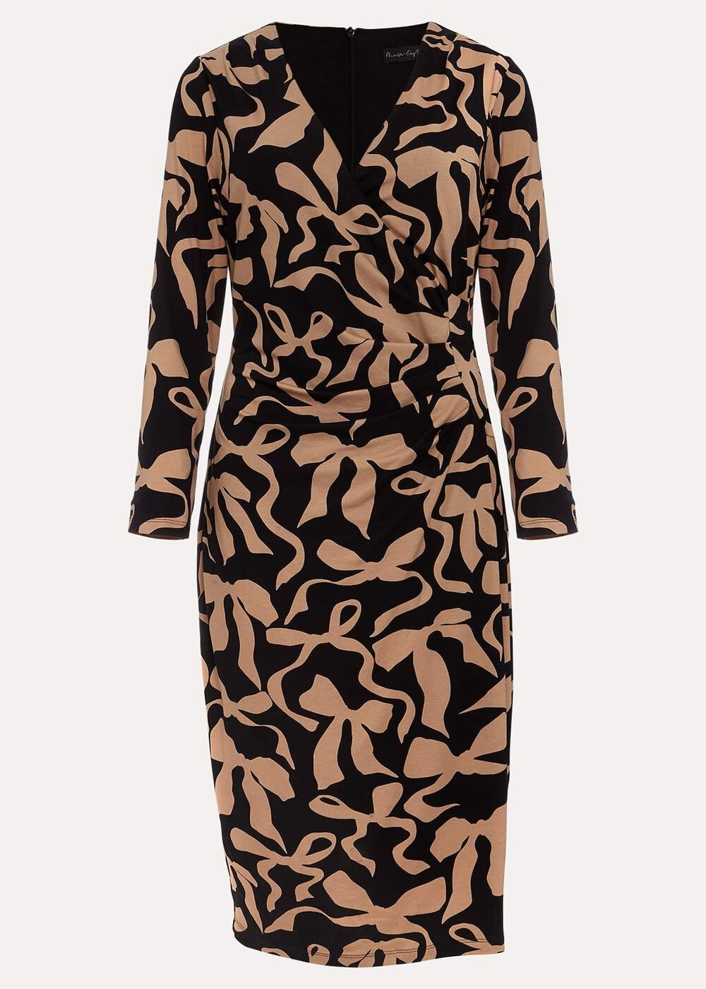 Brooke Jersey Bow Bodycon Midi Dress Black/Nude