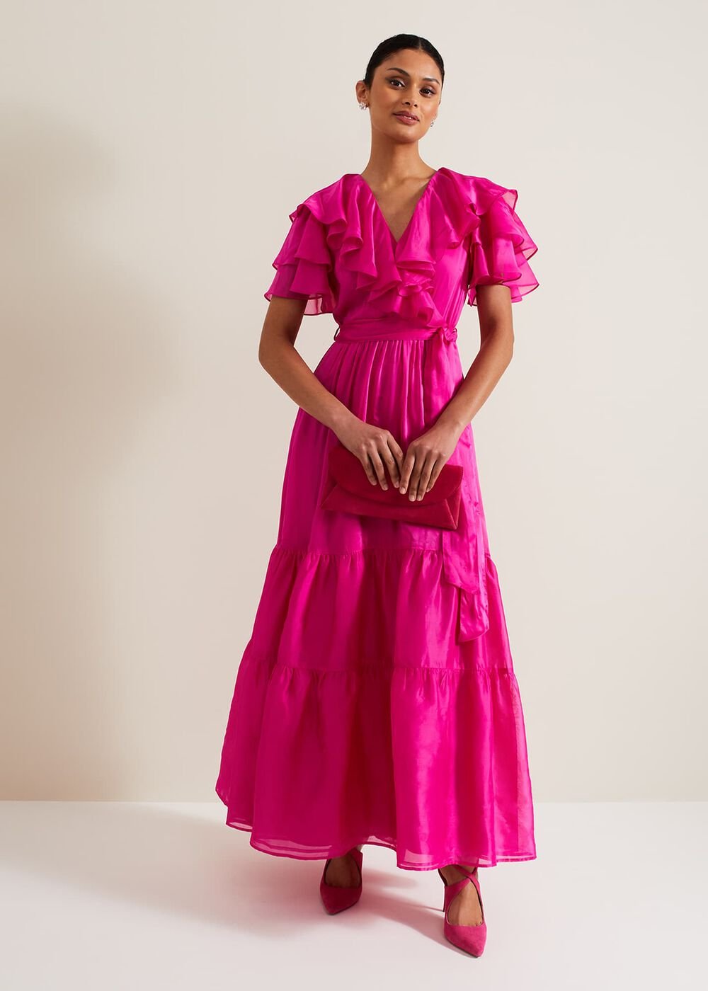 Mabelle Organza Maxi Dress Fuchsia