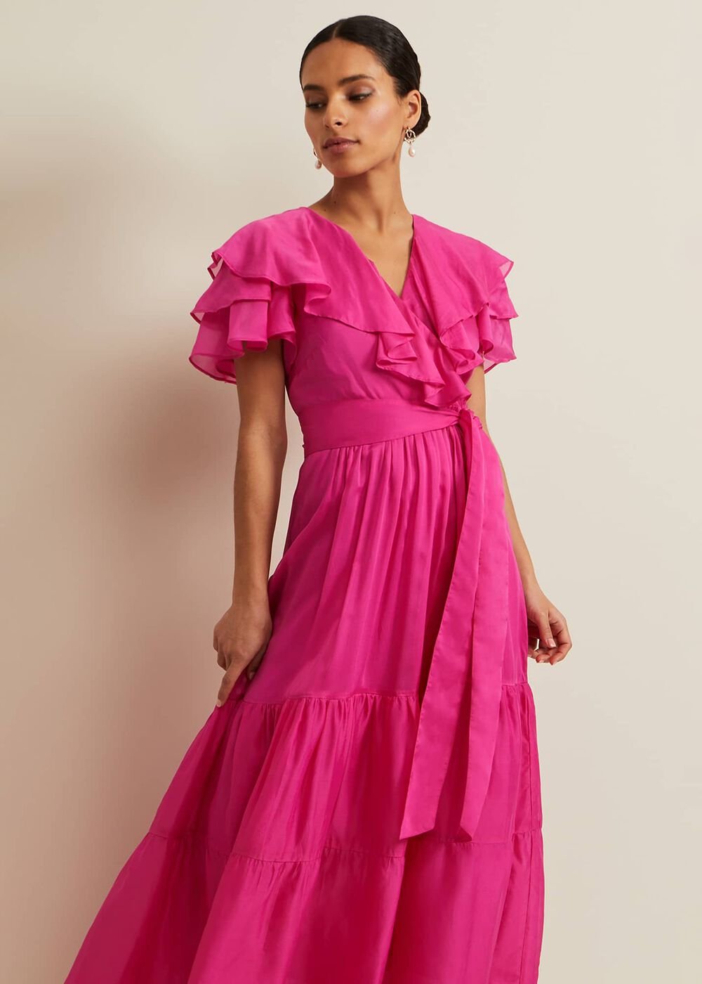 Petite Mabelle Organza Maxi Dress Fuchsia
