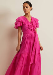 Petite Mabelle Organza Maxi Dress Fuchsia