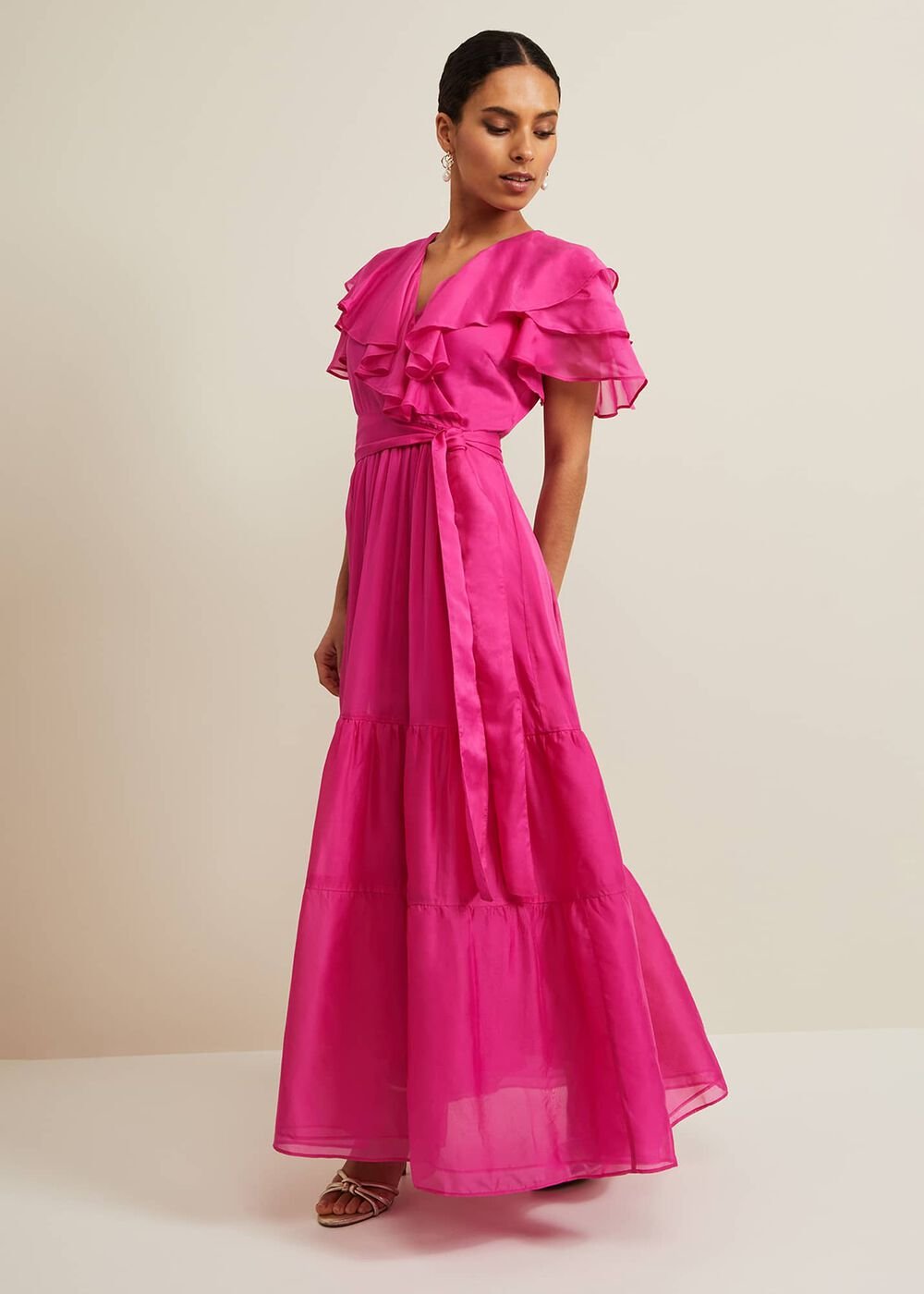 Petite Mabelle Organza Maxi Dress Fuchsia