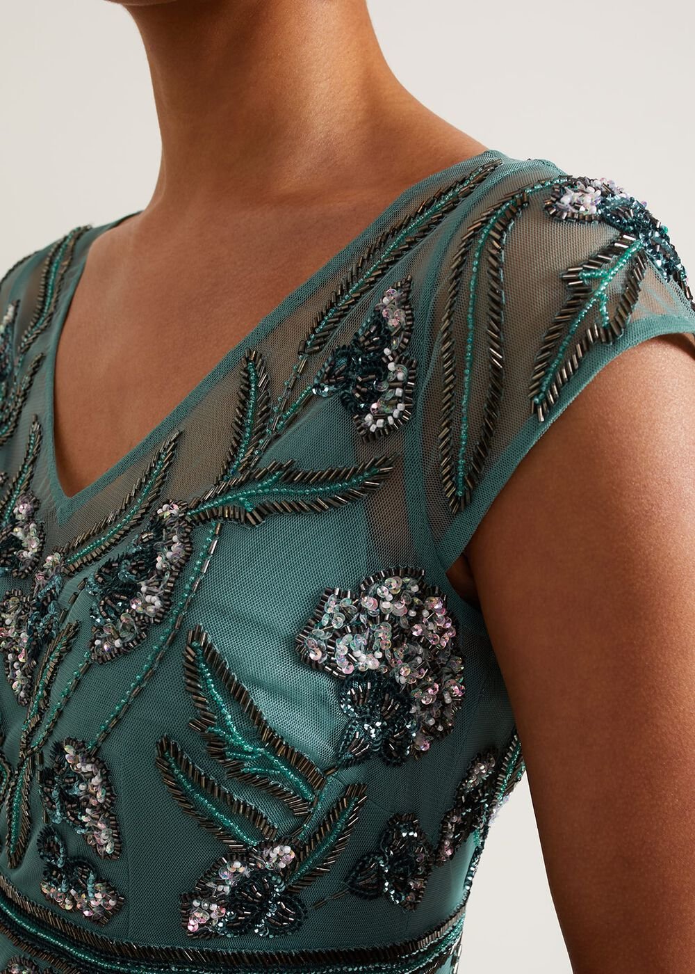 Evonne Beaded Maxi Dress Light Green