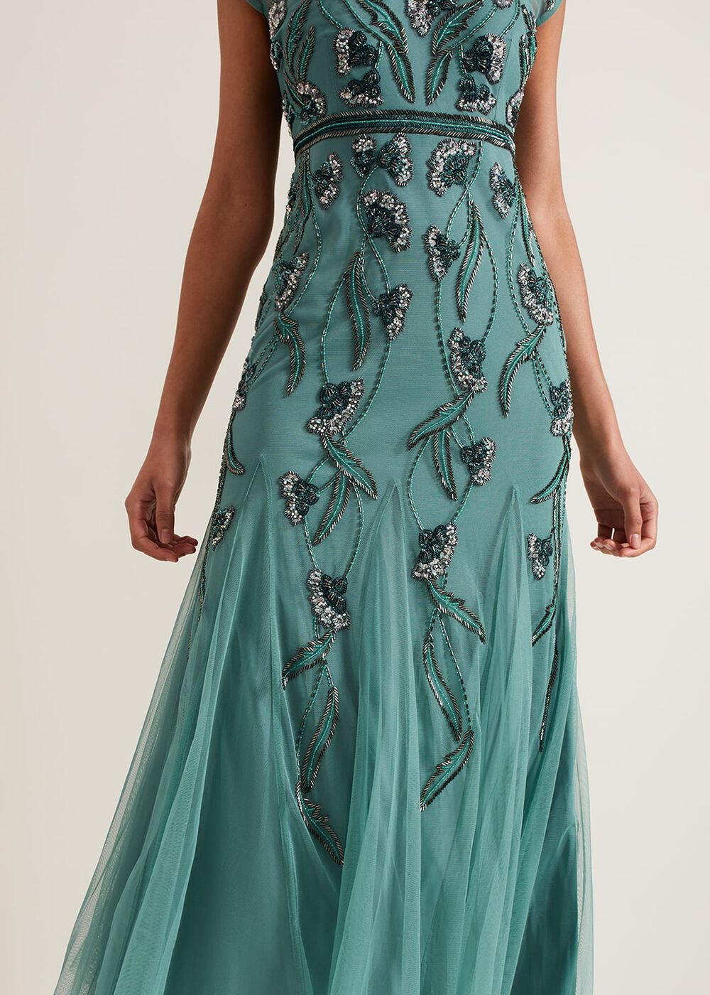 Evonne Beaded Maxi Dress Light Green